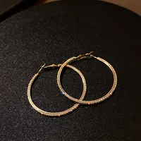 Fashion Rhinestone-studded Large Alloy Hoop Earrings Wholesale main image 3