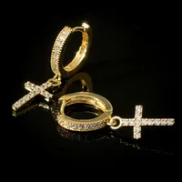 Classic Copper Inlaid Zircon  Cross Earrings Wholesale sku image 2