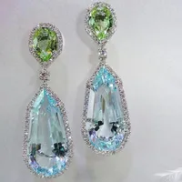 Fashion Sea Blue Zircon Geometric Copper Earrings Wholesale sku image 1