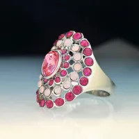 Fashion Rose Red Opal Ring Gemstone Alloy Ring sku image 1