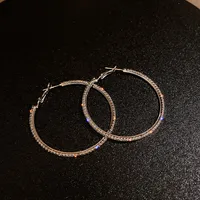 Fashion Rhinestone-studded Large Alloy Hoop Earrings Wholesale sku image 1