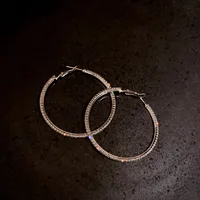 Fashion Rhinestone-studded Large Alloy Hoop Earrings Wholesale sku image 2