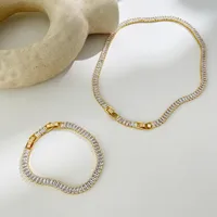 Fashion Geometric Copper 18K Gold Plated Zircon Necklace In Bulk main image 1