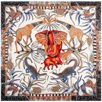 130cm Elephant Giraffe Ladies Twill Large Square Scarf Shawl Sunscreen Wholesale sku image 1