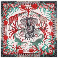 130cm Elephant Giraffe Ladies Twill Large Square Scarf Shawl Sunscreen Wholesale sku image 5