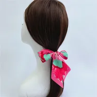 Spring New Floral Ladies Streamer Tied Bag Handle Ribbon Headband Scarf main image 3