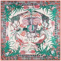 130cm Elephant Giraffe Ladies Twill Large Square Scarf Shawl Sunscreen Wholesale main image 1