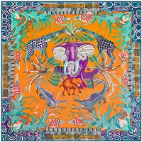 130cm Elephant Giraffe Ladies Twill Large Square Scarf Shawl Sunscreen Wholesale main image 2