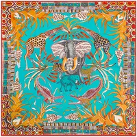 130cm Elephant Giraffe Ladies Twill Large Square Scarf Shawl Sunscreen Wholesale main image 3