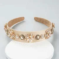 Baroque Ornate Jeweled Flower Fabric Headband main image 2