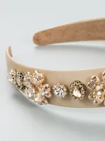 Baroque Ornate Jeweled Flower Fabric Headband main image 1