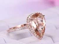 Boutique New Large Drop-shaped Gemstone Ladies Ring Copper Plated Rose Gold Jewelry main image 2