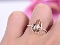 Boutique New Large Drop-shaped Gemstone Ladies Ring Copper Plated Rose Gold Jewelry main image 3