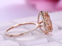 Boutique New Large Drop-shaped Gemstone Ladies Ring Copper Plated Rose Gold Jewelry main image 4