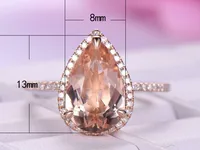 Boutique New Large Drop-shaped Gemstone Ladies Ring Copper Plated Rose Gold Jewelry main image 5