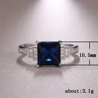 Fashion Ladies New Dark Blue Zircon Platinum Plated Diamond Copper Ring Hand Jewelry main image 5