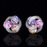 Fashion Colorful Zircon Contrast Color Copper Earrings Wholesale main image 1