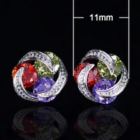 Fashion Colorful Zircon Contrast Color Copper Earrings Wholesale main image 5