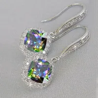 Fashion Square Inlaid Zircon Copper Drop Earrings Wholesale main image 1