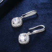 Fashion Square Inlaid Zircon Copper Drop Earrings Wholesale main image 3
