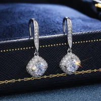 Fashion Square Inlaid Zircon Copper Drop Earrings Wholesale main image 4