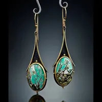 Retro Marble Pattern Earrings Fashionable Teardrop-shaped Floral Color Drop Earrings main image 1