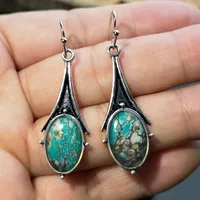 Retro Marble Pattern Earrings Fashionable Teardrop-shaped Floral Color Drop Earrings main image 4