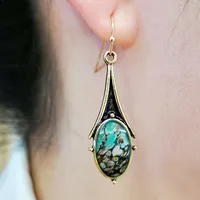 Retro Marble Pattern Earrings Fashionable Teardrop-shaped Floral Color Drop Earrings main image 3