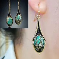 Retro Marble Pattern Earrings Fashionable Teardrop-shaped Floral Color Drop Earrings main image 2