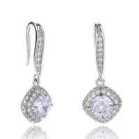 Fashion Square Inlaid Zircon Copper Drop Earrings Wholesale sku image 1