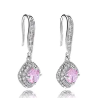 Fashion Square Inlaid Zircon Copper Drop Earrings Wholesale sku image 2
