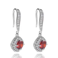 Fashion Square Inlaid Zircon Copper Drop Earrings Wholesale sku image 3