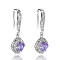 Fashion Square Inlaid Zircon Copper Drop Earrings Wholesale sku image 4