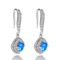 Fashion Square Inlaid Zircon Copper Drop Earrings Wholesale sku image 6