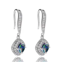 Fashion Square Inlaid Zircon Copper Drop Earrings Wholesale sku image 7