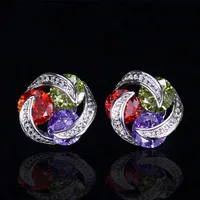 Fashion Colorful Zircon Contrast Color Copper Earrings Wholesale sku image 4