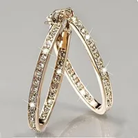 Simple Style Commute Geometric Big Metal Zircon Hoop Earrings main image 1