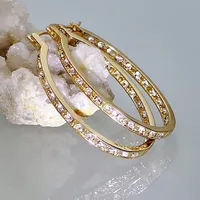 Simple Style Commute Geometric Big Metal Zircon Hoop Earrings main image 4