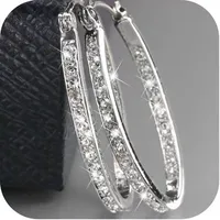 Simple Style Commute Geometric Big Metal Zircon Hoop Earrings main image 3