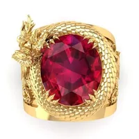 Creative Retro Double Dragon Play With Beads Shape Alloy Acrylic Ring main image 4