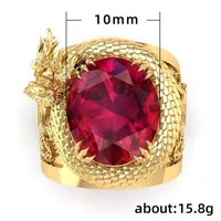 Creative Retro Double Dragon Play With Beads Shape Alloy Acrylic Ring main image 5
