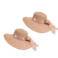 Korean Flower Hemp Strap Straw Hat Women Wide-brimmed Sunshade Cap main image 2