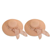 Korean Flower Hemp Strap Straw Hat Women Wide-brimmed Sunshade Cap main image 3