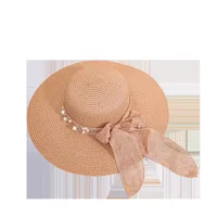 Korean Flower Hemp Strap Straw Hat Women Wide-brimmed Sunshade Cap main image 5