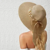 Korean Flower Hemp Strap Straw Hat Women Wide-brimmed Sunshade Cap sku image 2