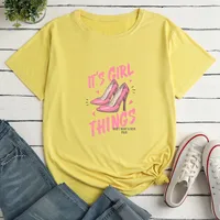 Letter High Heels Print Ladies Loose Casual T-shirt main image 5
