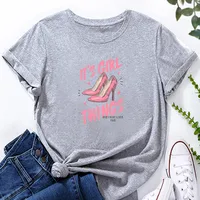 Letter High Heels Print Ladies Loose Casual T-shirt main image 2