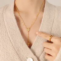 Wholesale Jewelry Fashion Geometric 304 Stainless Steel 18K Gold Plated Pendant Necklace main image 1