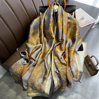 Retro Gilt Printing Classic Simulation Silk Brocade Large Long Scarf Shawl main image 1