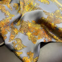 Retro Gilt Printing Classic Simulation Silk Brocade Large Long Scarf Shawl main image 4